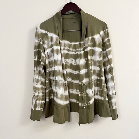 Neon Buddha Tie Dye Open Front Cardigan Soft Stretch Green Size Medium Athletic - Picture 1 of 6